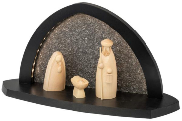 LED Gesteinsbogen anthrazit mit Schalling Figuren- Heilige Familie